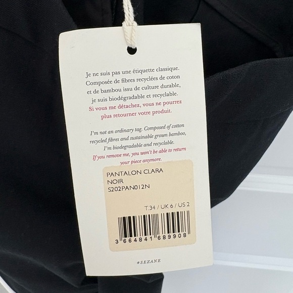 NWT Sezane Clara Pants US 2 FR 34 - Picture 7 of 8